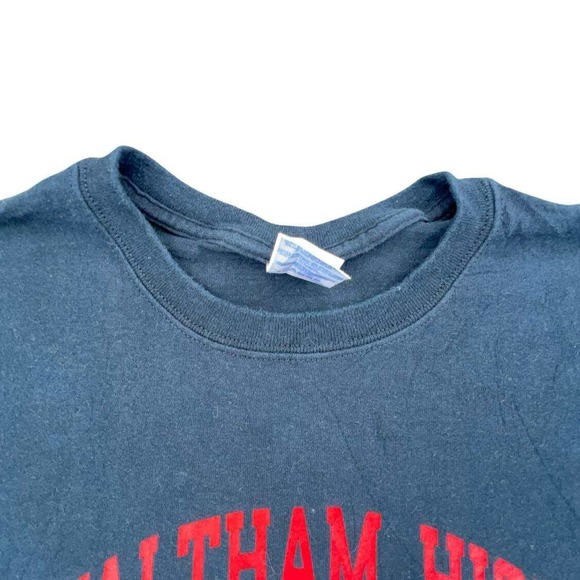 Vintage Waltham High Baseball Graphic T-Shirt Gildan Black Red 2XL School - Picture 5 of 8